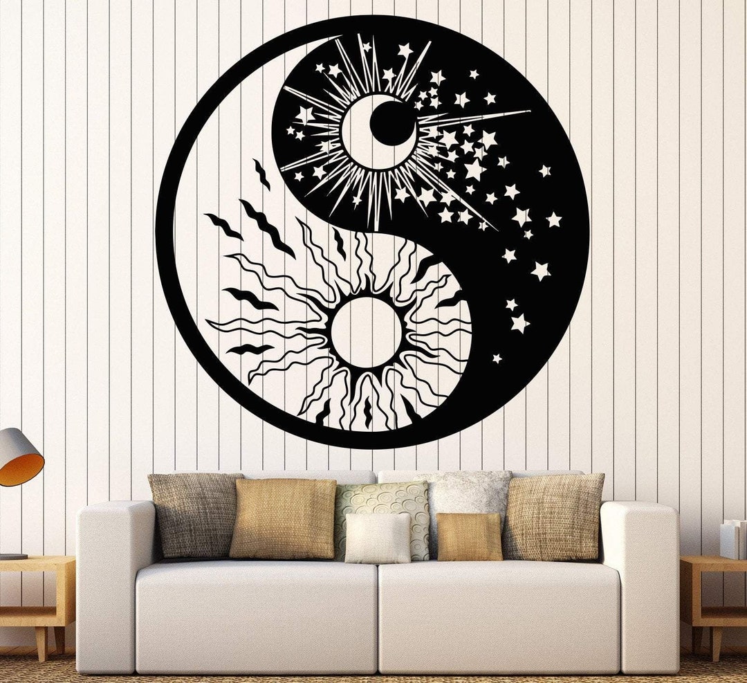 Vinyl Wall Decal Sun Moon Stars Celestial Ying Yang Stickers Mural - Etsy