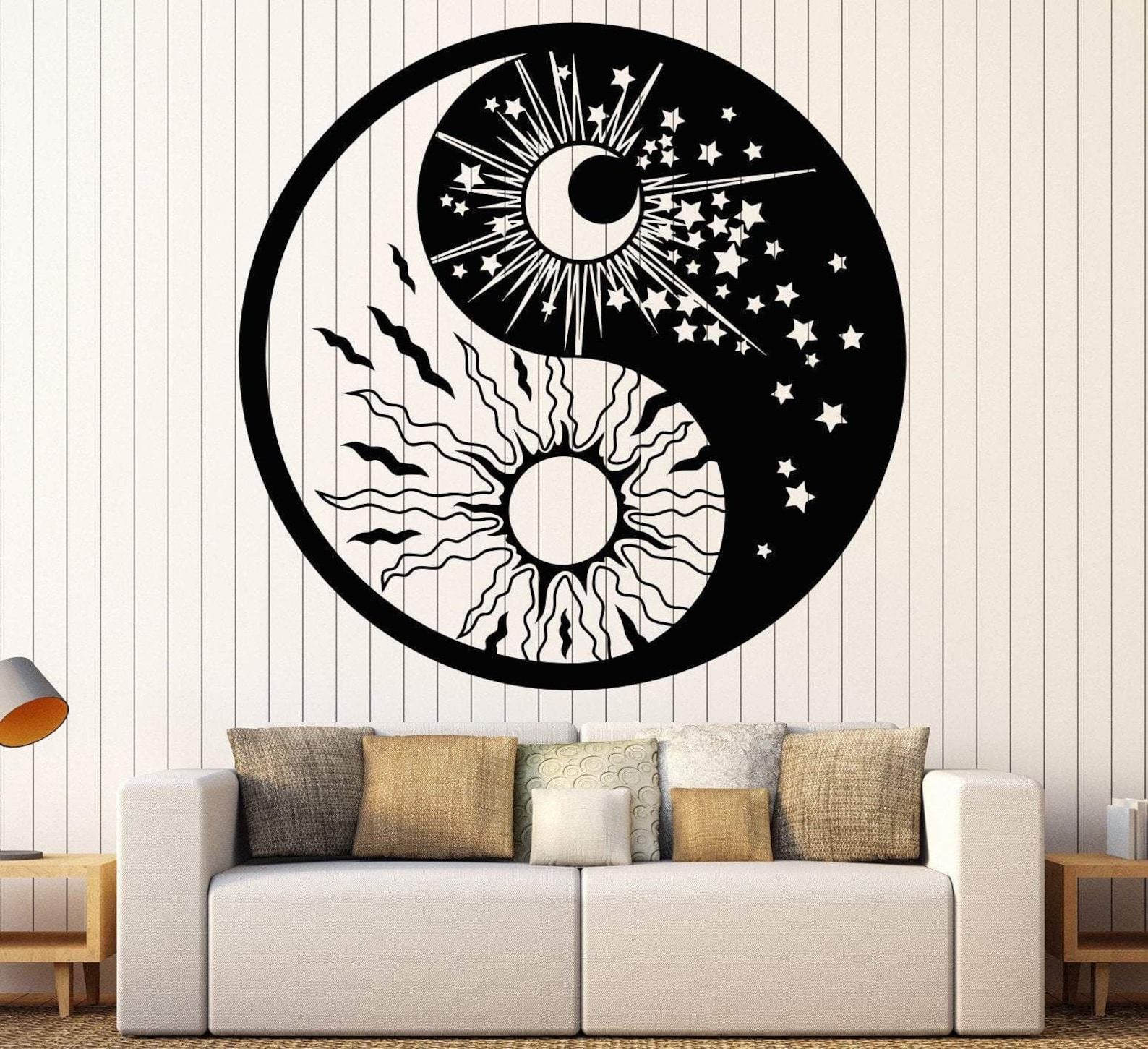 Vinyl Wall Decal Sun Moon Stars Celestial Ying Yang Stickers Mural - Etsy