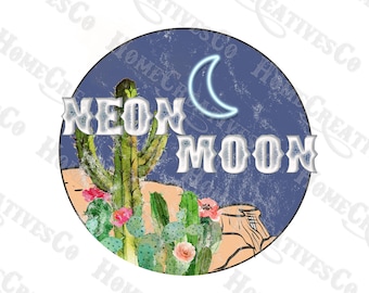 Neon Mond | Sublimation PNG Download | Digitaler Download | Country Musik Wüsten vibes