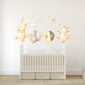 Animal Parade Nursery Wall Decor Removable Fabric art Reusable