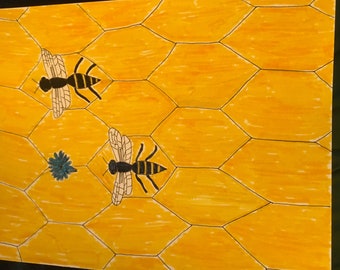Honeybees in a honeycomb