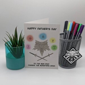 Happy Father&#39;s Day to the man who chases the monsters away. Witcher inspired Father&#39;s Day card