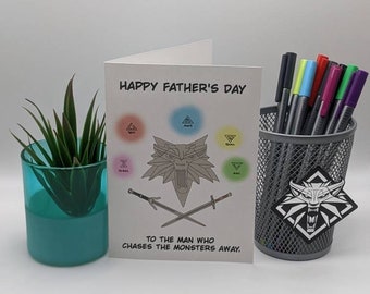 Happy Father's Day to the man who chases the monsters away. Witcher inspired Father's Day card