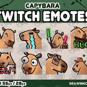 CAPYBARA Twitch Emotes BIG PACK | Emoji for Streaming, Discord, Youtube | wave, tears, cheer, hug, gg, wow, eyebrow | Instant Download