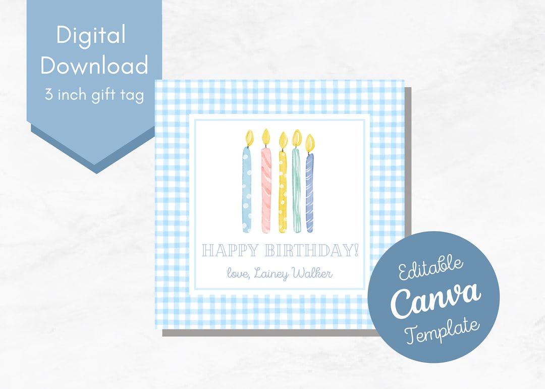 Printable Kids Birthday Gift Tag/ Kids Gift Tags/ Editable Tag for ...
