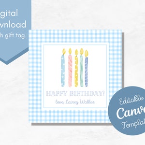 Printable Kids Birthday Gift Tag/ Kids Gift Tags/ Editable Tag for Birthdays/ Personalized Gift Tags/ Boy Gift Tag Template/ Treat Tag