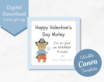 Tarjetas de San Valentín Pirata para niños (Descarga digital)