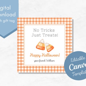 Halloween Treat Tags: Editable Canva Template (Digital Download)