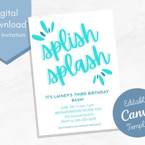 Splash Pad Birthday Party Invitation/ Splash Pad Invitation/ Summer Birthday Invitation/Splash Pad Party Printable/ Pool Party Invitation