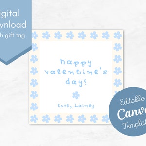 Flower Valentine Printable / School Valentine / Classroom Valentine / Valentine Gift Tag / Editable Valentine/ Valentine Treat Tag