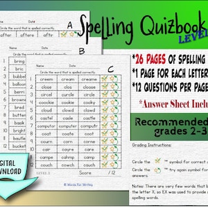 Grade 2-3 Spelling Test Workbook | 22 Printable Pages | Fun & Engaging Spelling Practice for Kids