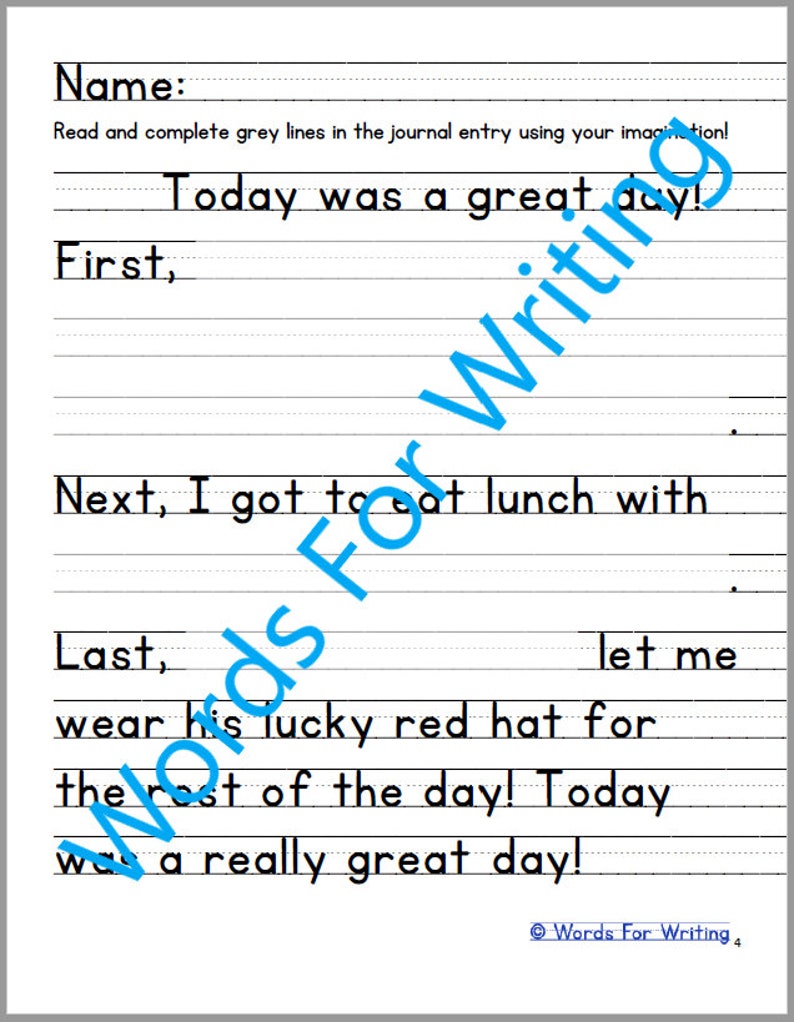 Printable Story Writing Workbook: 1st-4th Grade - 10 Pages of "complete ...