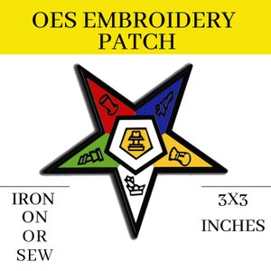 May include: Embroidered patch featuring a five-pointed star with a yellow, green, blue, and red design. The star has a white center with a yellow symbol. The patch is 3x3 inches and can be ironed on or sewn.