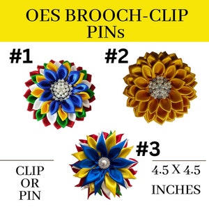 OES フラワーブローチ、ピンとクランプの裏地付き OES フラワークリップ