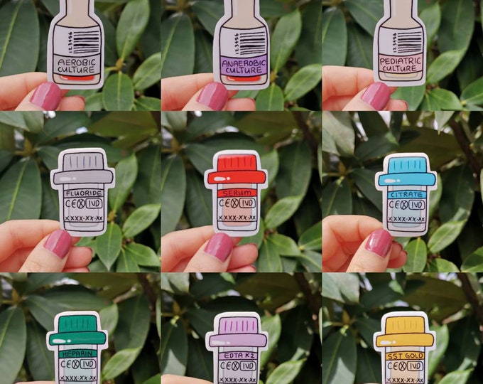 Cute Laminated Vinyl Science Hospital Laboratory Stickers / Glossy