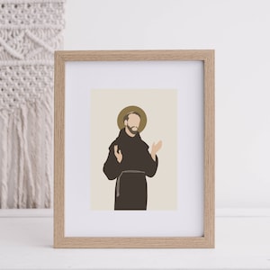 St. Francis of Assisi Print | Saint Prints | Minimal art | St. Francis of Assisi | Digital Download | Decor | Gift | Portrait | Catholic