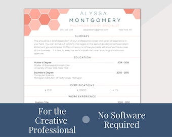 Creative Resume Template, ATS Friendly, Includes Cover Letter, References, 30 60 90 Day Plan and Get The Job Handbook, No Software Required