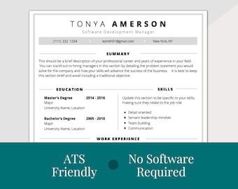 Clean Resume CV Template, ATS Friendly, Includes Cover Letter, References, 30 60 90 Day Plan and Get The Job Handbook, No Software Required