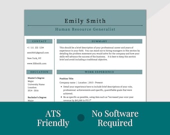 Green Resume CV Template, ATS Friendly, Includes Cover Letter, References, 30 60 90 Day Plan and Get The Job Handbook, No Software Required