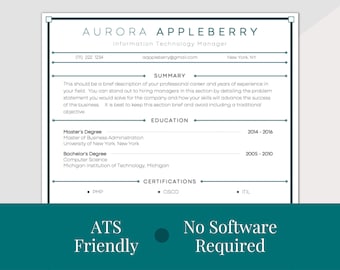 Clean Resume CV Template, ATS Friendly, Includes Cover Letter, References, 30 60 90 Day Plan and Get The Job Handbook, No Software Required