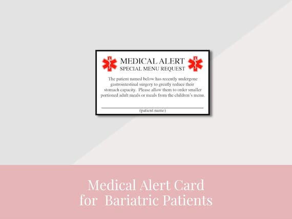gastric sleeve id card Gastric sleeve card, medical alert card, gastric surgery card, main image 0