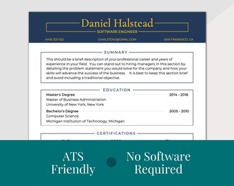 Modern Resume CV Template, ATS Friendly, Includes Cover Letter, References, 30 60 90 Day Plan and Get The Job Handbook, No Software Required