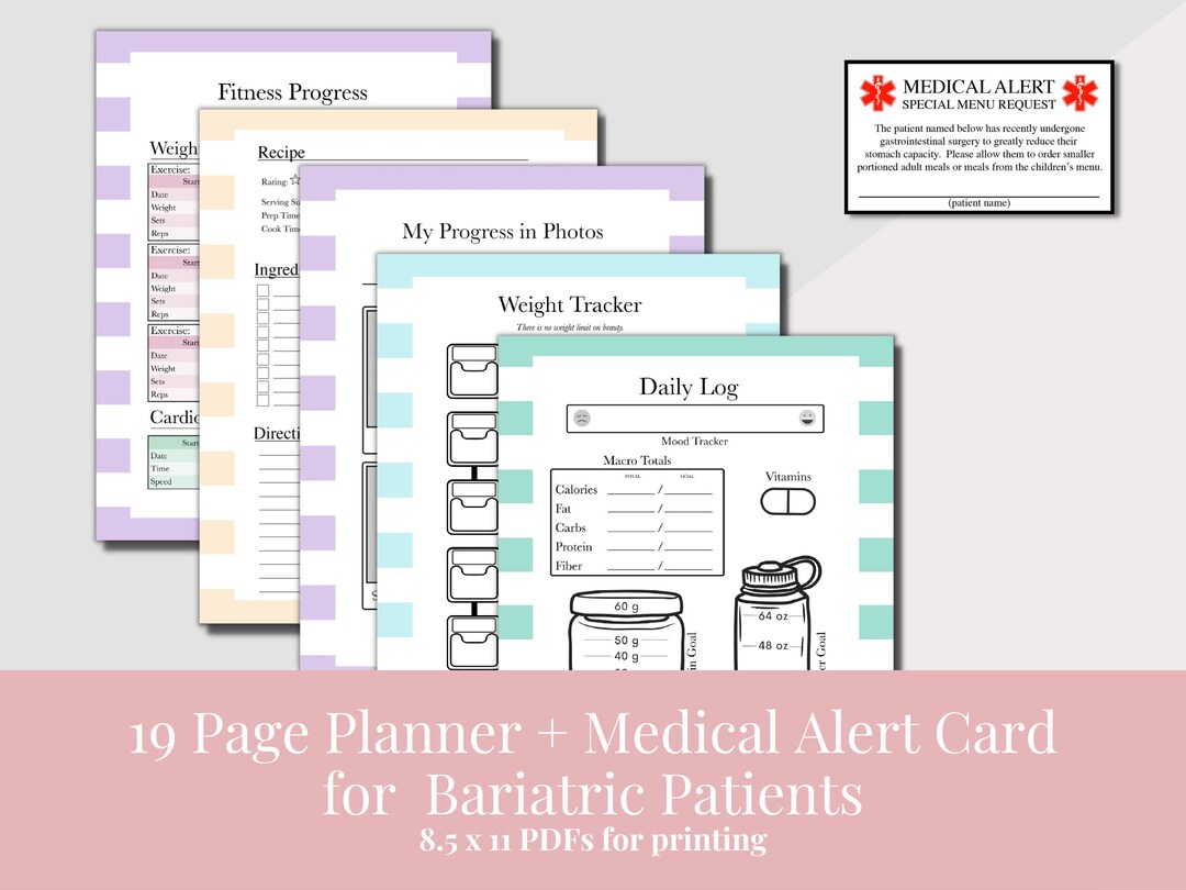 Printable Bariatric Planner Pages Weight Tracker PDF Food Etsy