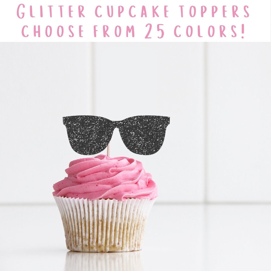 Sunglasses Cupcake Toppers Summer Cupcake Toppers Two Cool Etsy