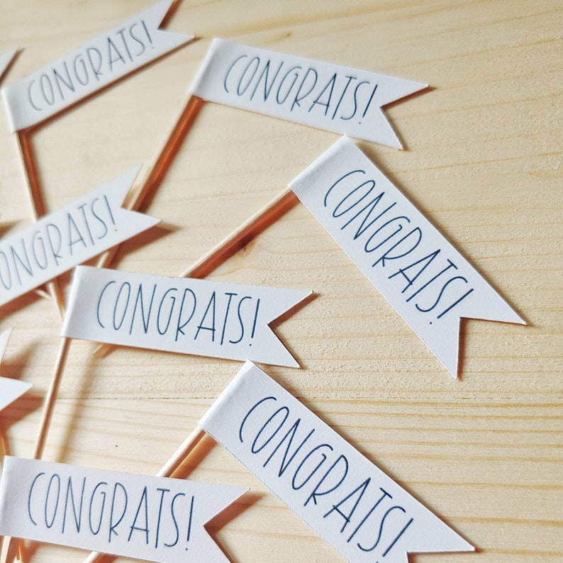 Congrats Cupcake Toppers Congratulation Milestone Etsy