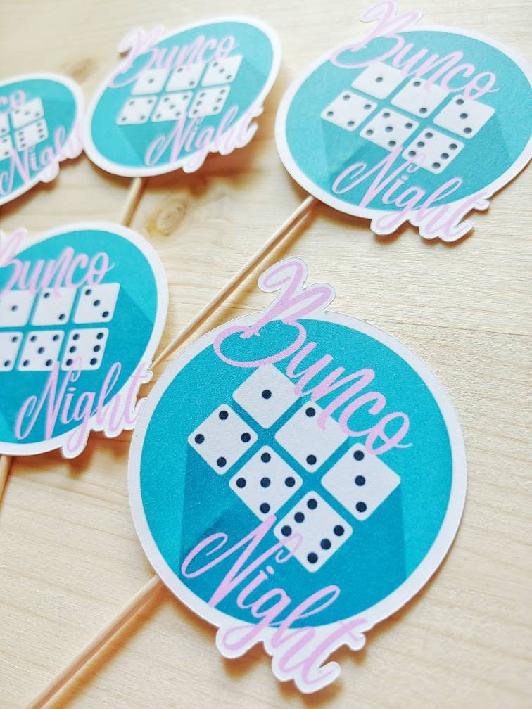 Bunco Cupcake Toppers Bunco Game Bunco Party Decor Bunco Etsy