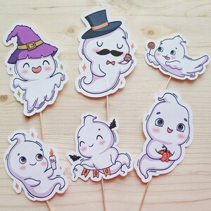 Ghost Cupcake Toppers, Halloween Cupcake Toppers, Halloween Party Decor, Cute Ghost Toppers, Happy Boo Day Decor, Halloween Birthday Decor