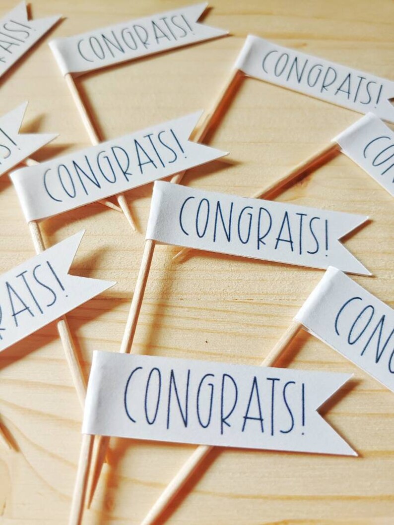 Congrats Cupcake Toppers Congratulation Milestone Etsy