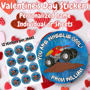 Personalized Valentine&#39;s Day Stickers, Custom Valentine&#39;s Day Stickers, Valentine&#39;s For Boy, Happy Valentine&#39;s Day, Treat Bag Stickers