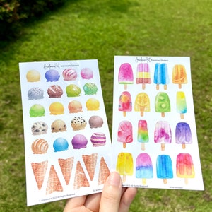 Kleurrijke ijslollysticker, Tasty Icecream-sticker, waterdicht, verwijderbare lijm, zomersticker, regenboog, kaart DIY, plakboekstickers
