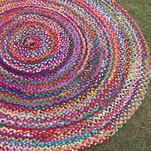 Chindi Rugs Circle Rug Handmade Chindi Cotton Rug Round Braided Rug Bohemian Kilim Outdoor Yoga Mats Customize Rugs 4x4 6x6 10x10 Feet