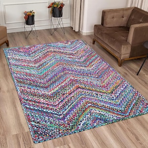 Hand-braided jute rug, Multicolor chindi cotton rug, Indian hallway runner rug, Natural beige jute rug, Living room rug, 3X10 6X6 9X12 feet