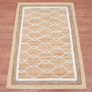 Handmade Beige Jute Rug, Natural Braided Jute Rug, Large Area Rug, Boho Decor Rug, Kitchen, Hallway Runner Rug, Custom Rug, 4x6 6x9 2x10 Ft