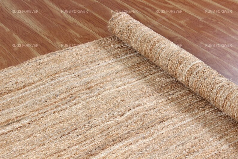 Natural Jute Rug Indian Hand Braided Rug Boho Rug Rectangular Rug