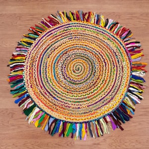 Alfombra circular Alfombra de yute de algodón al aire libre Alfombras de área hechas a mano indias Sala de 3x3 6x6 9x9 pies Alfombra redonda