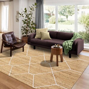 Yute natural sólido hecho a mano indio, alfombra trenzada, alfombra de sala de estar, alfombra moderna, alfombra rectangular, 2x3, 4x12 pies