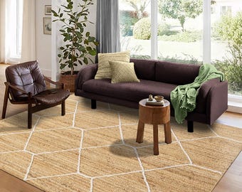 Handmade Braided Jute Rug, Modern Boho Decor, Custom Size