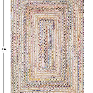 Hand Braided Jute Rug, White Chindi Cotton Rug, Multicolor Hallway Runner Rug, Indoor Rug, Rugs For Living Room, Customize Rug 2x8, 2x10 Ft