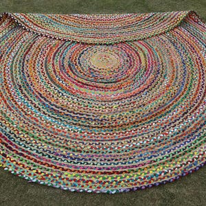 Runder Teppich aus Chindi-Baumwolle, menbereich, Teppich, Eingangsbereich, Fußmatte, individuelle Größe, Teppich 3 x 3, 5 x 5, 6 x 6 Fuß