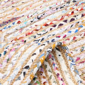 Hand Braided Jute Rug, White Chindi Cotton Rug, Multicolor Hallway Runner Rug, Indoor Rug, Rugs For Living Room, Customize Rug 2x8, 2x10 Ft