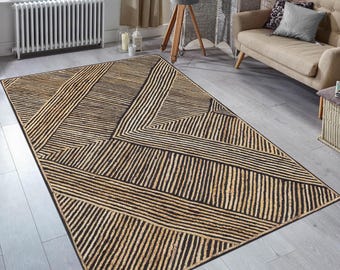 Alfombra de yute negra hecha a mano, alfombra geométrica de tejido plano, alfombra trenzada a mano, entrada 3x10, 4x10, 8x10 pies.