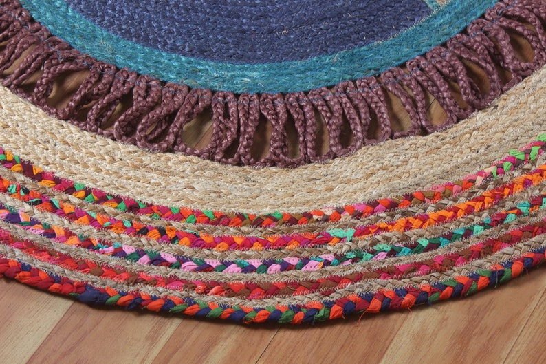 Indian Handmade Round Rug Outdoor Doormats Cotton Jute Rug Braided