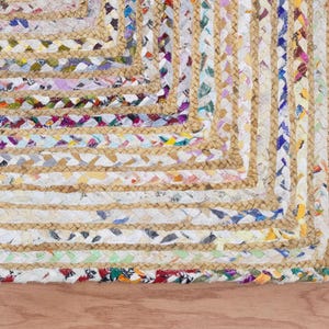 Hand Braided Jute Rug, White Chindi Cotton Rug, Multicolor Hallway Runner Rug, Indoor Rug, Rugs For Living Room, Customize Rug 2x8, 2x10 Ft