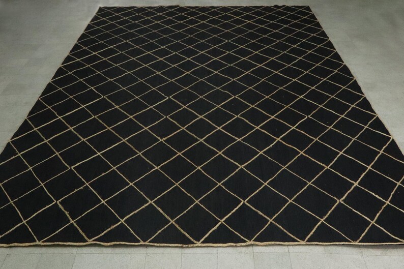 Natural Handmade Jute Rug Natural Fiber Rug Bohemian Rug Dining Room