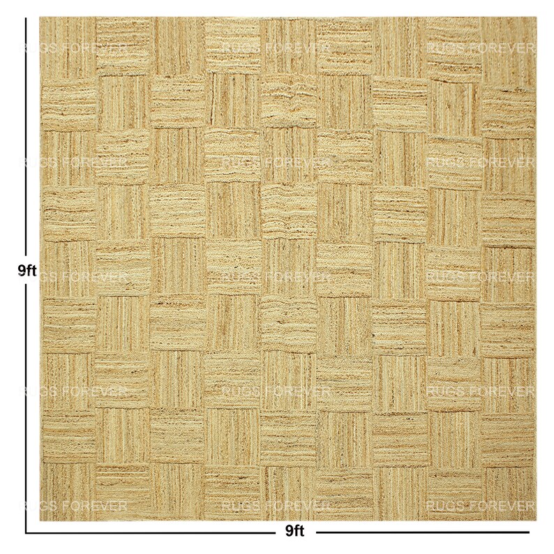 Natural Handmade Jute Rug Square Area Rug Hand Braided Rug Living Room