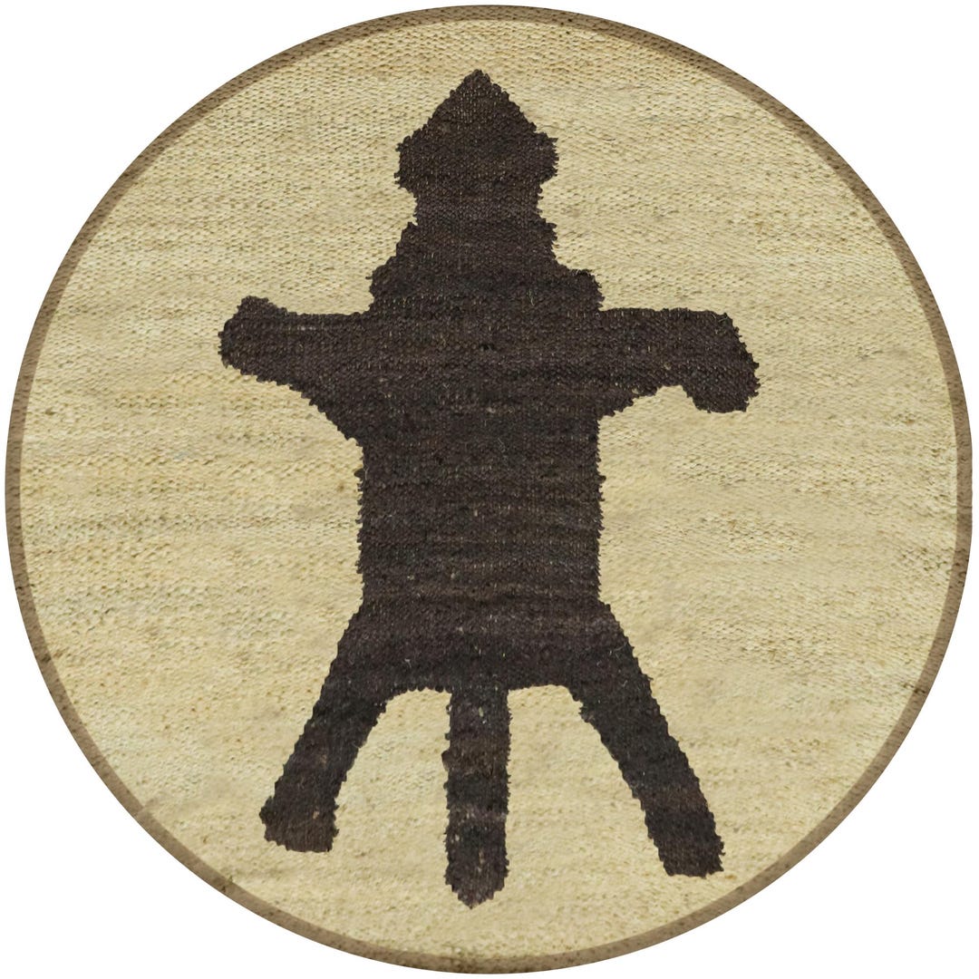 Brown & Beige Round Jute Rug Area Rugs Yoga Mat Jute Rug Circle Rug